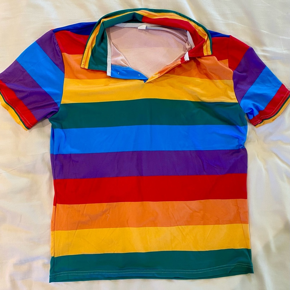 Pride inspired striped Polo Shirt - Picture 2 of 3